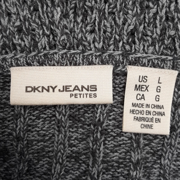 DKNY Cable Knit 1/2 Zip Hooded Sweater size LP - Picture 7 of 7